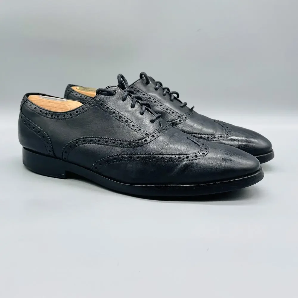 Cole Haan Shoes Mens 11.5 Black Leather Grand OS Wingtip Oxford Dress Brogue